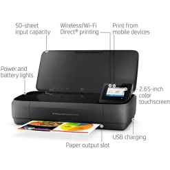 Color Printers<HP OfficeJet 250 Wireless Color Inkjet Printer, All-In-One, Print, Scan, Copy (CZ992A#B1H)