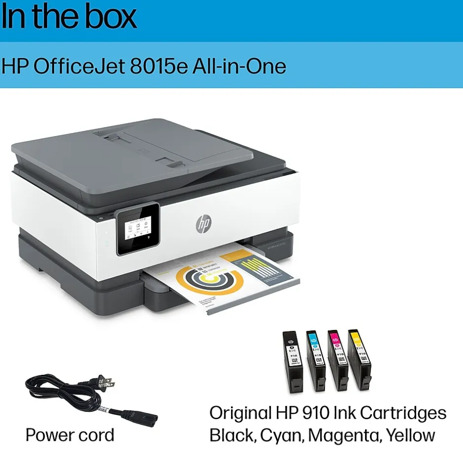 Instant Photo Printers<HP OfficeJet 8015e Wireless Color Inkjet Printer, All-In-One, Print, Scan, Copy (228F5A#B1H)