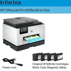 Color Printers<HP OfficeJet Pro 9135e Wireless Color Inkjet Printer, All-In-One, Print, Scan, Copy, Fax, 3 Months FREE INK with + (404M0A)