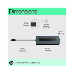 Usb Hubs<HP 7-Port USB-C Hub, Black (50H98AA)