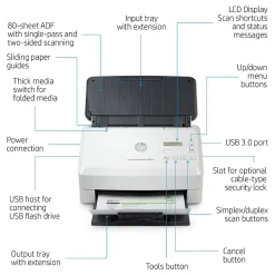 Desktop Scanners<HP ScanJet Enterprise Flow 5000 s5 Duplex Desktop Document Scanner, White (6FW09A#BGJ)