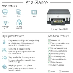 Color Printers<HP Smart Tank 7001 Wireless All-in-One Color Ink Tank Printer Scanner Copier, 2 years ink included (28B49A)