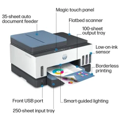 Color Printers<HP Smart Tank 7602 Wireless All-in-One Color Ink Tank Printer Scanner Copier Fax, 2 years of ink (28B98A)