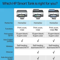 Color Printers<HP Smart Tank 7602 Wireless All-in-One Color Ink Tank Printer Scanner Copier Fax, 2 years of ink (28B98A)