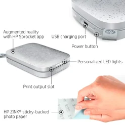 Color Printers<HP Sprocket 200 Wireless Color Inkjet Printer, Single-Function, Print (ISPW)