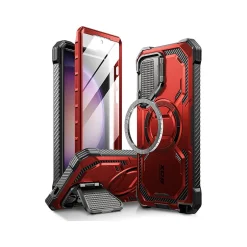 Cell Phone Cases<i-Blason ArmorBox MagSafe Rugged Case for Samsung Galaxy S24 Ultra, Metallic Red (GS24UABSRD)