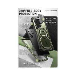 Cell Phone Cases<i-Blason Armorbox MagSafe Rugged Case for Samsung Galaxy S24 Ultra, Shock-Absorbing, Dark Green