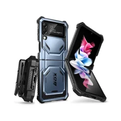 Cell Phone Cases<i-Blason Armorbox Metallic Blue Rugged Case for Samsung Galaxy Z Flip4 (Galaxy2022-ZFlip4-5G-Armorbox-Tilt)
