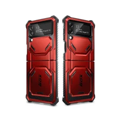 Cell Phone Cases<i-Blason Armorbox Metallic Red Rugged Case for Samsung Galaxy Z Flip4 (Galaxy2022-ZFlip4-5G-Armorbox-Ruddy)