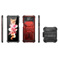 Cell Phone Cases<i-Blason Armorbox Metallic Red Rugged Case for Samsung Galaxy Z Flip4 (Galaxy2022-ZFlip4-5G-Armorbox-Ruddy)