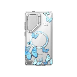 Cell Phone Cases<i-Blason Cosmo Clear BlueFly MagSafe Bumper Case for Samsung Galaxy S24 Ultra, Shock Absorbing, Clear/Blue (GS24UCOSMOSPBFY)