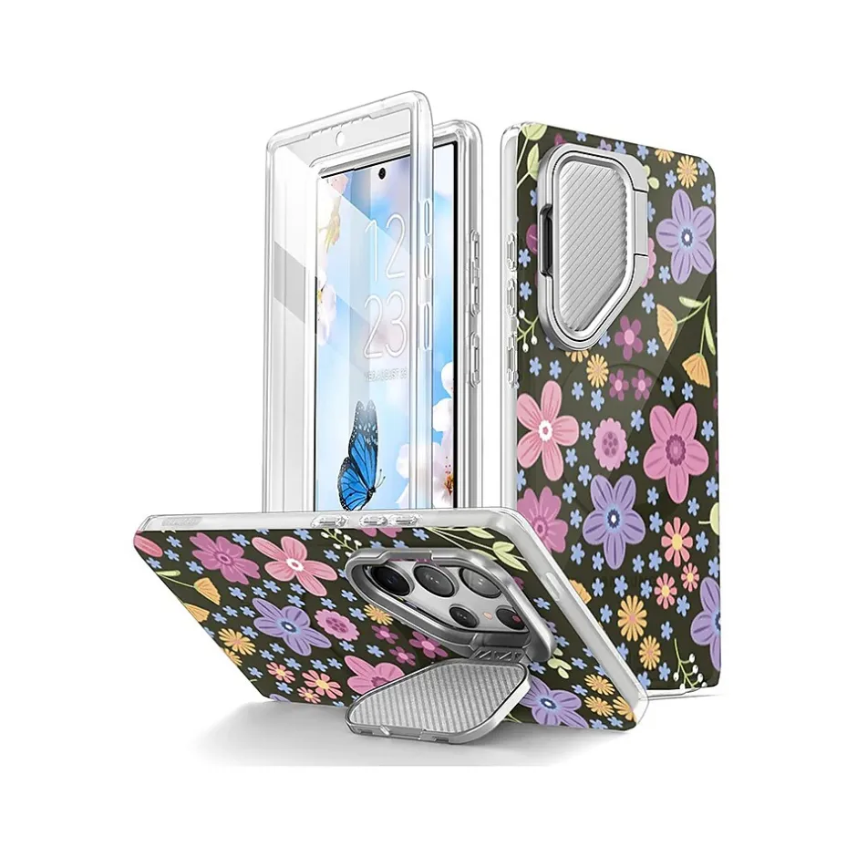 Cell Phone Cases<i-Blason Cosmo Colorful Pink Daisies MagSafe Case for Samsung Galaxy S24 Ultra, Shock-Absorbing, Multicolor
