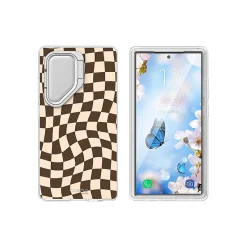 Cell Phone Cases<i-Blason Cosmo Cute Brown Checkers Case for Samsung Galaxy S24 Ultra, Shock-Absorbing