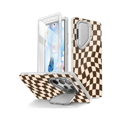 Cell Phone Cases<i-Blason Cosmo Cute Brown Checkers Case for Samsung Galaxy S24 Ultra, Shock-Absorbing