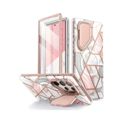 Cell Phone Cases<i-Blason Cosmo Cute Marble Pink MagSafe Case for Samsung Galaxy S24 Ultra, Shock-Absorbing