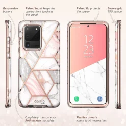 Cell Phone Cases<i-Blason Cosmo Series White Marble Case for Galaxy S20 Ultra (S20UL-COSM-MAR)