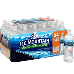 Bottled Water<Ice Mountain 100% Natural Spring Water, Regular Flavor, 700ml Bottles with Sport Cap, 24/Carton (12087164)