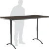 New Arc Adjustable Height Rectangular Conference Table, Walnut/Gray Legs, 30"-42"H x 72"W x 36"D Standing Desks