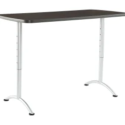 Hot Arc Adjustable Height Rectangular Conference Table, Gray Walnut/Silver Legs, 30"-42"H x 60"W x 30"D Standing Desks