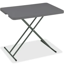 IndestrucTable TOO Folding Table, Rectangle Top, X-shaped Base, 30" L x 20" W x 28" H, Charcoal Folding Tables