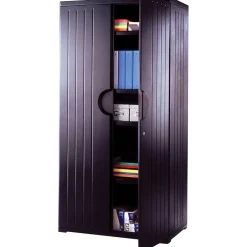 New ® Officeworks® Polyethylene Storage Cabinet, Non-Assembled, 72Hx36Wx22D", Black Storage Cabinets