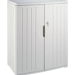Clearance ® Officeworks® Polyethylene Storage Cabinet, Non-Assembled, 46Hx36Wx22D", Platinum Storage Cabinets