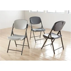 Hot Rough 'N Ready Folding Chairs, Plastic, Charcoal, Seat: 18 3/4