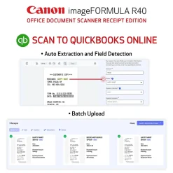 Desktop Scanners<Canon imageFORMULA R40 Receipt Edition USB Duplex Document Scanner, White (4229C009)