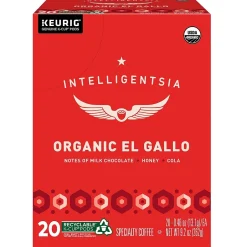 Keurig K-Cups<Intelligentsia Organic El Gallo Coffee Keurig® K-Cup® Pods, Light Roast, 20/Box (5000371867)