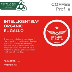 Keurig K-Cups<Intelligentsia Organic El Gallo Coffee Keurig® K-Cup® Pods, Light Roast, 20/Box (5000371867)