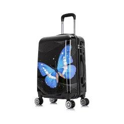 InUSA 20" Hardside Butterfly Carry-On Suitcase, 4-Wheeled Spinner, TSA Checkpoint Friendly, Black Butterfly (IUAPC00S-BBU)