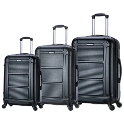 InUSA Pilot 3-Piece Hardside Spinner Luggage Set, Black (IUPILSML-COA)