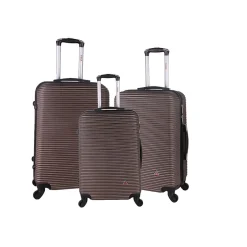 InUSA Royal 3-Piece Hardside Spinner Luggage Set, Brown (IUROYSML-BRO)
