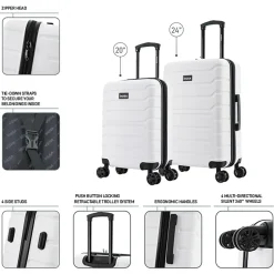 InUSA Trend 2-Piece Hardside Spinner Luggage Set, (IUTRE0SM-WHI)