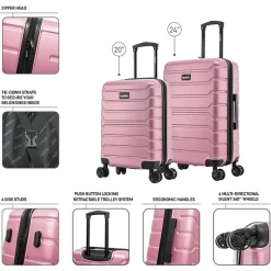InUSA Trend 2-Piece Hardside Spinner Luggage Set, (IUTRE0SM-ROS)