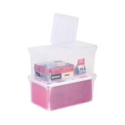 Iris Plastic File Box with Attached Flip Top Lid, Letter Size, Clear, 5/Pack (139921)