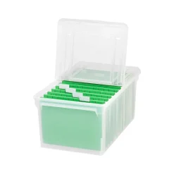 Iris Plastic File Box with Attached Flip Top Lid, Letter Size, Clear, 5/Pack (139921)
