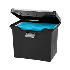 Iris Portable File Box with Organizer Lid, Letter Size, Black (110977) Best