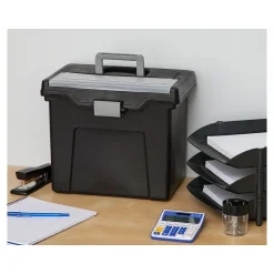 Iris Portable File Box with Organizer Lid, Letter Size, Black (110977) Best
