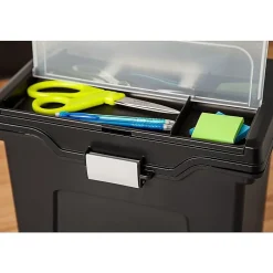 Iris Portable File Box with Organizer Lid, Letter Size, Black (110977) Best