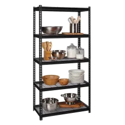 Hot 2300 lb. Wire Rivet Series 5-Shelf Metal/Wire Deck Shelving Unit, 36