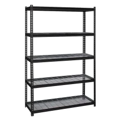 Clearance 2300 lb. Wire Rivet Series 5-Shelf Metal/Wire Deck Shelving Unit, 48"W, Black (22131) Shelving