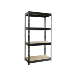 Hot Rivet Series 4-Shelf Metal Unit, 30"W, Black (17125) Shelving