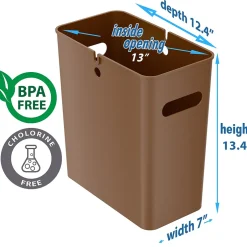 iTouchless SlimGiant Polypropylene Trash Can with no Lid, Toffee Brown, 4.2 gal., 6/Pack (SG105Nx6)