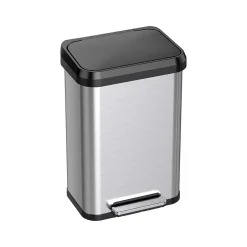 iTouchless SoftStep EXP Stainless Steel Step Trash Can, 13.2-Gallon, Silver/Black (PP13RSB)