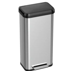 iTouchless SoftStep EXP Stainless Steel Step Trash Can with Plastic Lid, 20 Gallon, Silver/Black (PP20RSB)