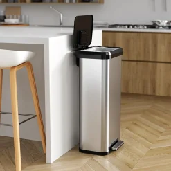 iTouchless SoftStep EXP Stainless Steel Step Trash Can with Plastic Lid, 20 Gallon, Silver/Black (PP20RSB)