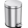iTouchless SoftStep Round Stainless Steel Step Trash Can with Hinged Lid, 1.29 Gallon (IP01RSS)