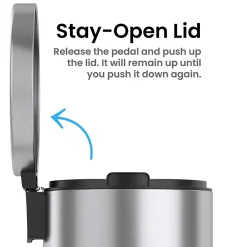 iTouchless SoftStep Round Stainless Steel Step Trash Can with Hinged Lid, 1.29 Gallon (IP01RSS)