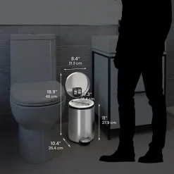 iTouchless SoftStep Round Stainless Steel Step Trash Can with Hinged Lid, 1.29 Gallon (IP01RSS)